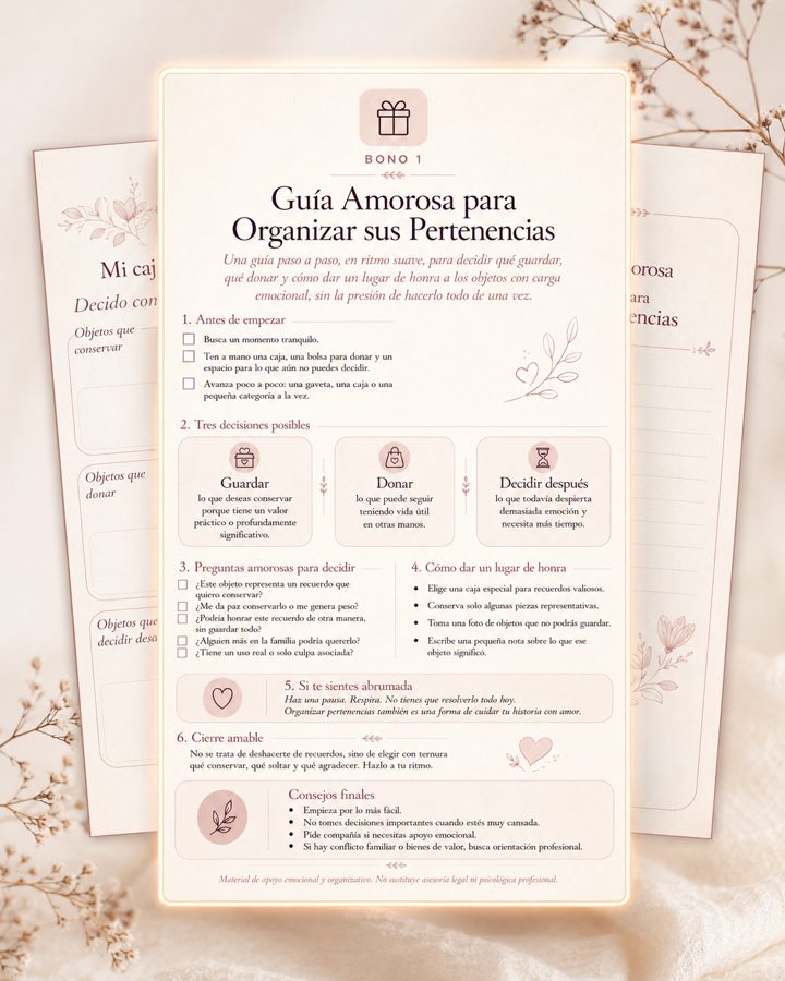 Bono 1: Guía Amorosa para Organizar sus Pertenencias
